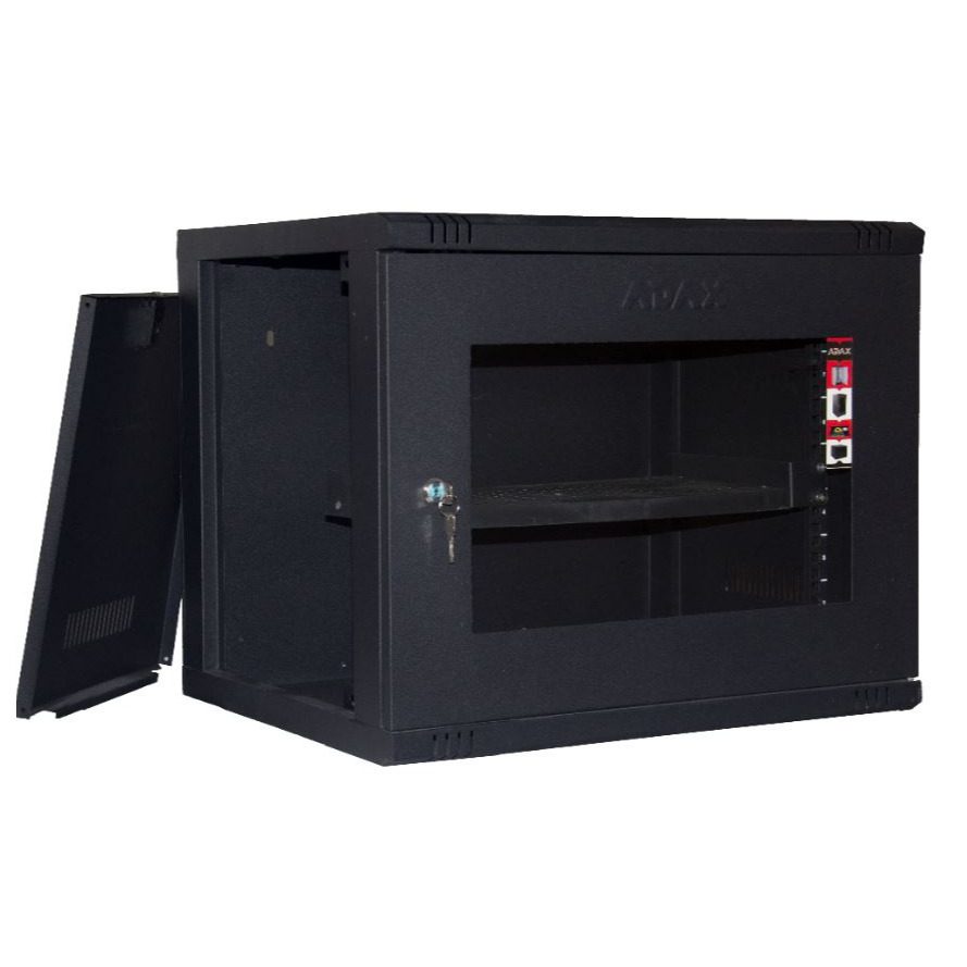 AS960D12-AD - Wall rack 9 units, depth 60, metal Frame doors and side doors